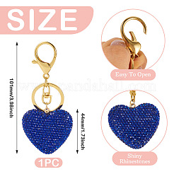 Handmade Polymer Clay Rhinestone Heart Keychains&nbsp;KEYC-TAC00068-02