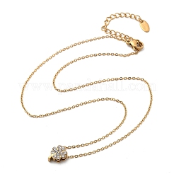 304 Stainless Steel Crystal Rhinestone Pendant Cable Chain Necklaces for Women&nbsp;NJEW-C062-01C-G
