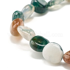 Natural Moss Agate Nuggets Beads Stretch Bracelet&nbsp;BJEW-JB07144-02
