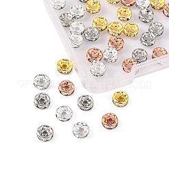 40Pcs 4 Colors Brass with Crystal Rhinestone Spacer Beads&nbsp;KK-YW0001-39