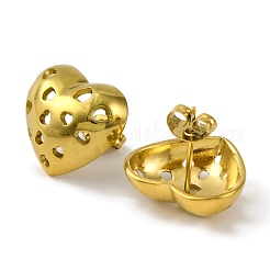 Ion Plating(IP) 304 Stainless Steel Hollow Heart Stud Earrings&nbsp;EJEW-D281-01G