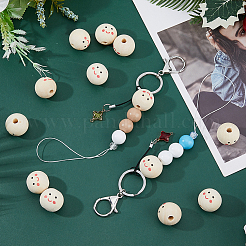 40Pcs Printed Wood European Beads&nbsp;WOOD-DC0001-11
