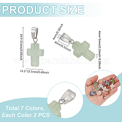 14Pcs 7 Styles Gemstone Cross Pendants&nbsp;G-UN0001-29