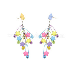 Alloy Resin Star with Paperclip Dangle Stud Earrings&nbsp;FS-WG8698E-01