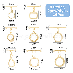 16Pcs 8 Styles Brass Toggle Clasps&nbsp;KK-HS0001-40