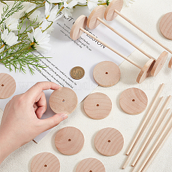 Schima Wood Unfinshed 100Pcs Wheel & 50Pcs Stick Sets&nbsp;DIY-OC0014-38B