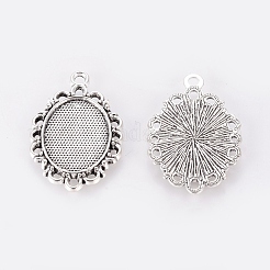 Tibetan Style Pendant Cabochon Settings&nbsp;TIBE-A19753-AS-LF