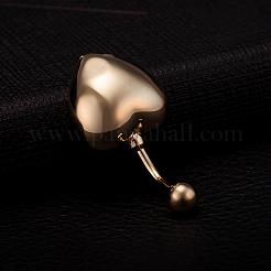Piercing Jewelry Real Gold Plated Brass Heart Navel Ring Belly Rings&nbsp;AJEW-EE0004-001B