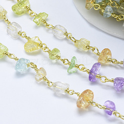 Handmade Crackle Glass Beaded Chains&nbsp;CHC-P005-14G