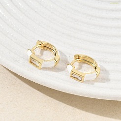 Brass Pave Cubic Zirconia Hoop Earrings&nbsp;KK-CBA98BA-05G-C