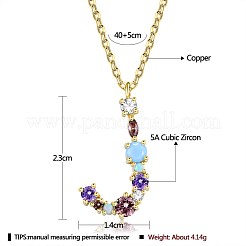 Brass Micro Pave Cubic Zirconia Pendant Necklaces&nbsp;NJEW-BB67040-J