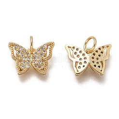 Brass Micro Pave Clear Cubic Zirconia Charms&nbsp;ZIRC-B002-47