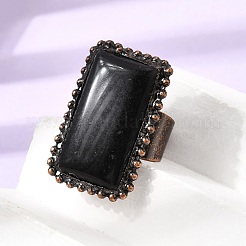 Natural Obsidian Cuff Open Rings&nbsp;GG-CBAB410-03