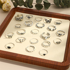 21Pcs Alloy Enamel with Plastic Pearl Finger Rings Sets&nbsp;FS-WG05D6A-01