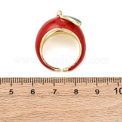 Brass Enamel Cuff Rings for Women&nbsp;RJEW-B138-01G-02