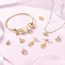 12Pcs 4 Styles Brass Micro Pave Cubic Zirconia Charms&nbsp;KK-GA0001-73G