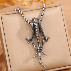 Vintage 304 Stainless Steel Three Snakes Pendant Necklaces for Men&nbsp;WG54BFC-01