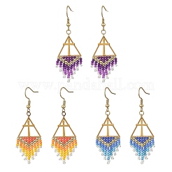 Glass Beads Braided Dangle Earrings&nbsp;EJEW-MZ00786