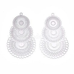 Tarnish Resistant 304 Stainless Steel Filigree Pendants&nbsp;X-STAS-R102-10P