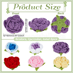 6Pcs 6 Colors 3D Rose Yarn Knitting&nbsp;DIY-FG0007-32