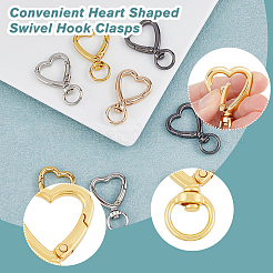 16Pcs 4 Colors Zinc Alloy Heart Shaped Swivel Hook Clasps&nbsp;FIND-DC0004-52
