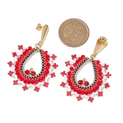 Glass Seed Beads Teardrop Dangle Stud Earrings&nbsp;EJEW-MZ00304-02