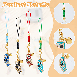 8Pcs 4 Colors Alloy Enamel Mobile Straps&nbsp;HJEW-DC00098