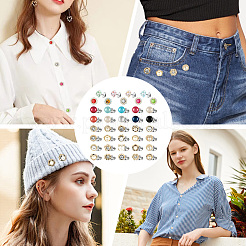 39Pcs Flower & Flat Round ABS Plastic with Alloy Lapel Pin Backs for Backpack Clothes&nbsp;JEWB-GF0001-55