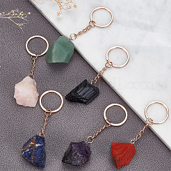 6Pcs 6 Style Nuggets Gemstone Pendant Keychain&nbsp;KEYC-DR0001-05A