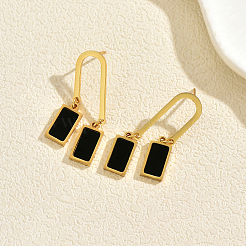 201 Stainless Steel Enamel Stud Dangle Earrings for Women&nbsp;LJ2038