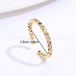 Stainless Steel Open Cuff Rings with Colorful Cubic Zirconia&nbsp;IO9969