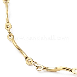 Ion Plating(IP) 304 Stainless Steel Wave Bar Link Chain Necklaces&nbsp;NJEW-K249-17G
