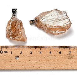 Electroplated Raw Natural Quartz Crystal Pendants&nbsp;G-Q481-20P-01