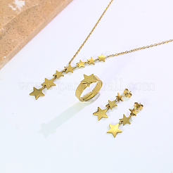 Stainless Steel Star Earrings & Necklaces & Rings Sets for Women&nbsp;IZ1573