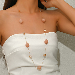 Geometric Acrylic Teardrop Cube & Iron Link Chain Long Necklaces for Women&nbsp;GF3300-2