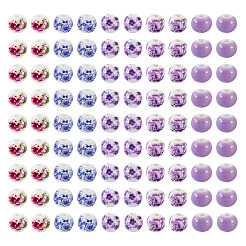 100Pcs 5 Styles Handmade Flower Printed Porcelain Ceramic Beads&nbsp;PORC-TA0001-42C