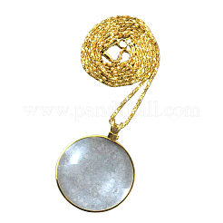 Flat Round Glass Magnifying Pendant Necklace&nbsp;TOOL-PW0002-04G