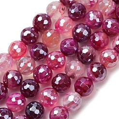 Electroplated Natural Agate Beads Strands&nbsp;G-B191-A07-8mm-06