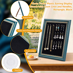 1Pc Photo Frame Plastic Earring Display Stands with Foam Liner and Needles&nbsp;EDIS-WA0001-01