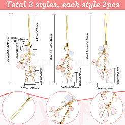 6Pcs 3 Styles Alloy Enamel & Glass Beads Mobile Straps&nbsp;HJEW-SC0001-92