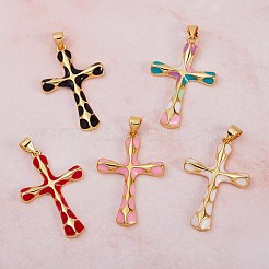 5Pcs 5 Colors Brass Enamel Pendants&nbsp;KK-SZ0004-07