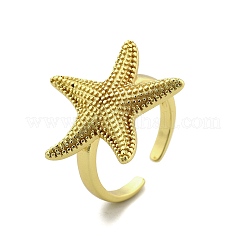 Starfish Brass Cuff Rings for Women&nbsp;RJEW-C123-02G