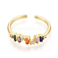 Brass Micro Pave Cubic Zirconia Cuff Rings for Women&nbsp;KK-T070-110