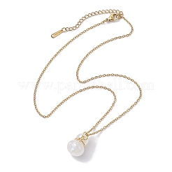 304 Stainless Steel and Acrylic Imitation Shell Pendant Necklaces&nbsp;NJEW-JN04706