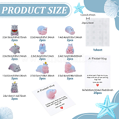 20Pcs 10 Styles Resin Hippo Figurines Ornaments&nbsp;DJEW-GA0001-94
