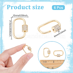 Brass Micro Pave Clear Cubic Zirconia Screw Carabiner Lock Charms&nbsp;KK-WH0062-242A-G