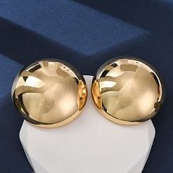 Brass Half Round Stud Earrings&nbsp;EJEW-Z125-01G