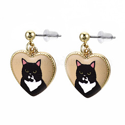 Alloy Kitten Dangle Stud Earrings&nbsp;EJEW-G148-27G-01