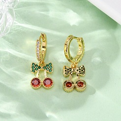 Brass Micro Pave Cubic Zirconia Hoop Earrings&nbsp;EJEW-D322-11G-01