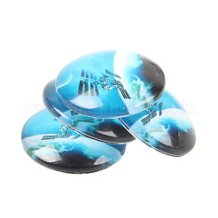 Starry Sky Printed Glass Half Round/Dome Cabochons&nbsp;X-GGLA-N004-25mm-D